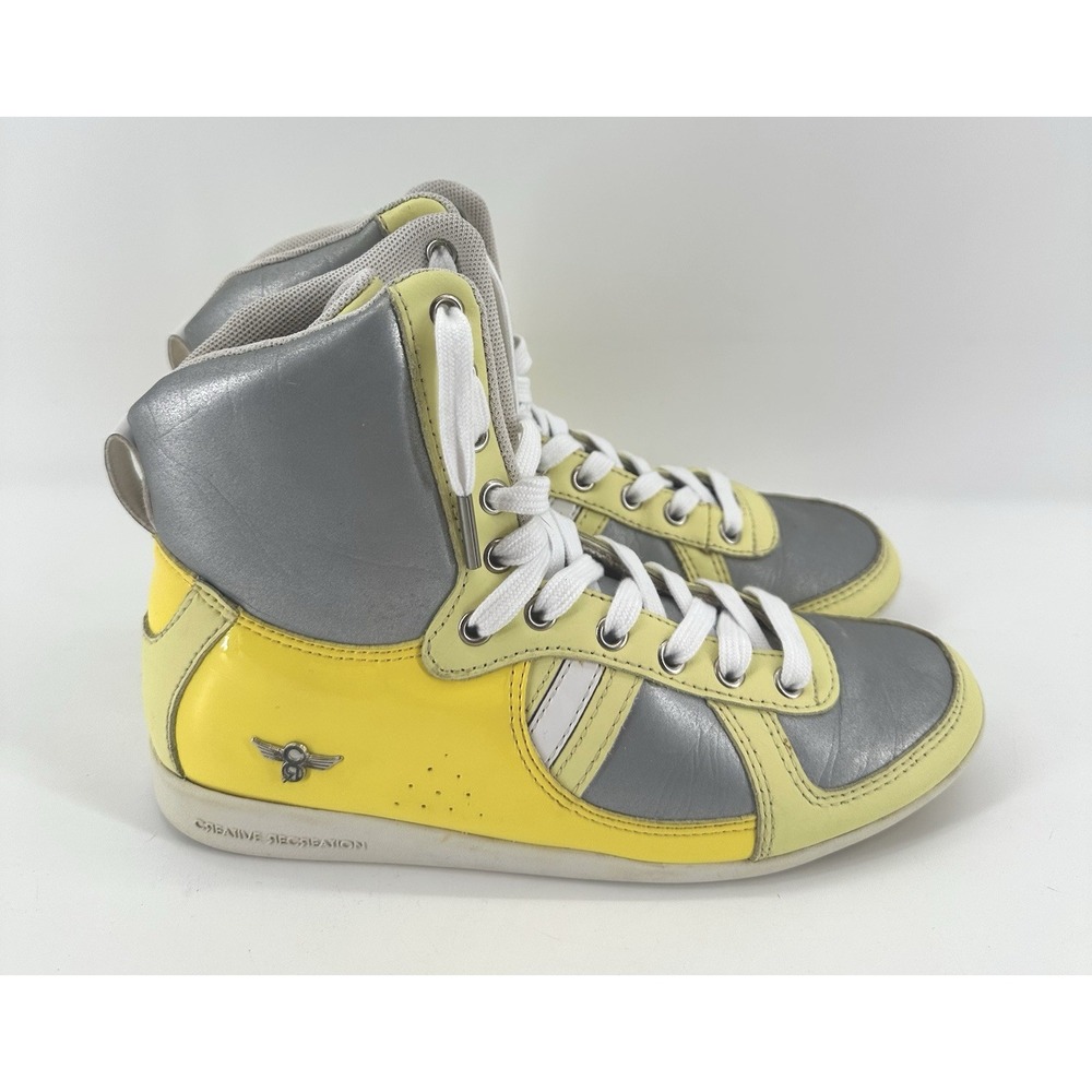 Creative Recreation Men's Sz 6.5 High Top‎ Gray/Silver Yellow Sneakers